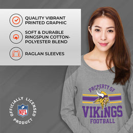 Minnesota Vikings NFL Womens Plus Size Property of Lightweight Crew Neck - Sport Gray