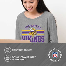 Minnesota Vikings NFL Womens Property of Lighweight Crew Neck - Sport Gray