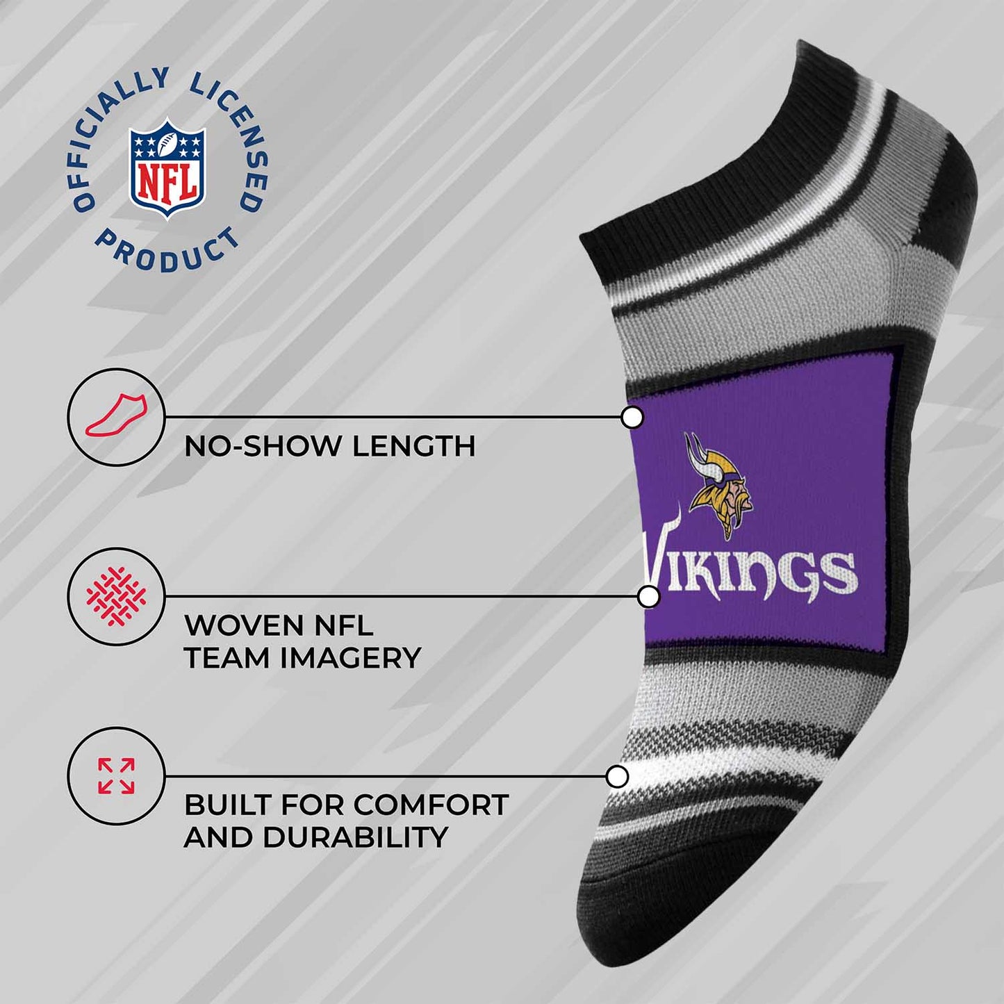 Minnesota Vikings Adult Marquis Addition No Show Socks - Purple