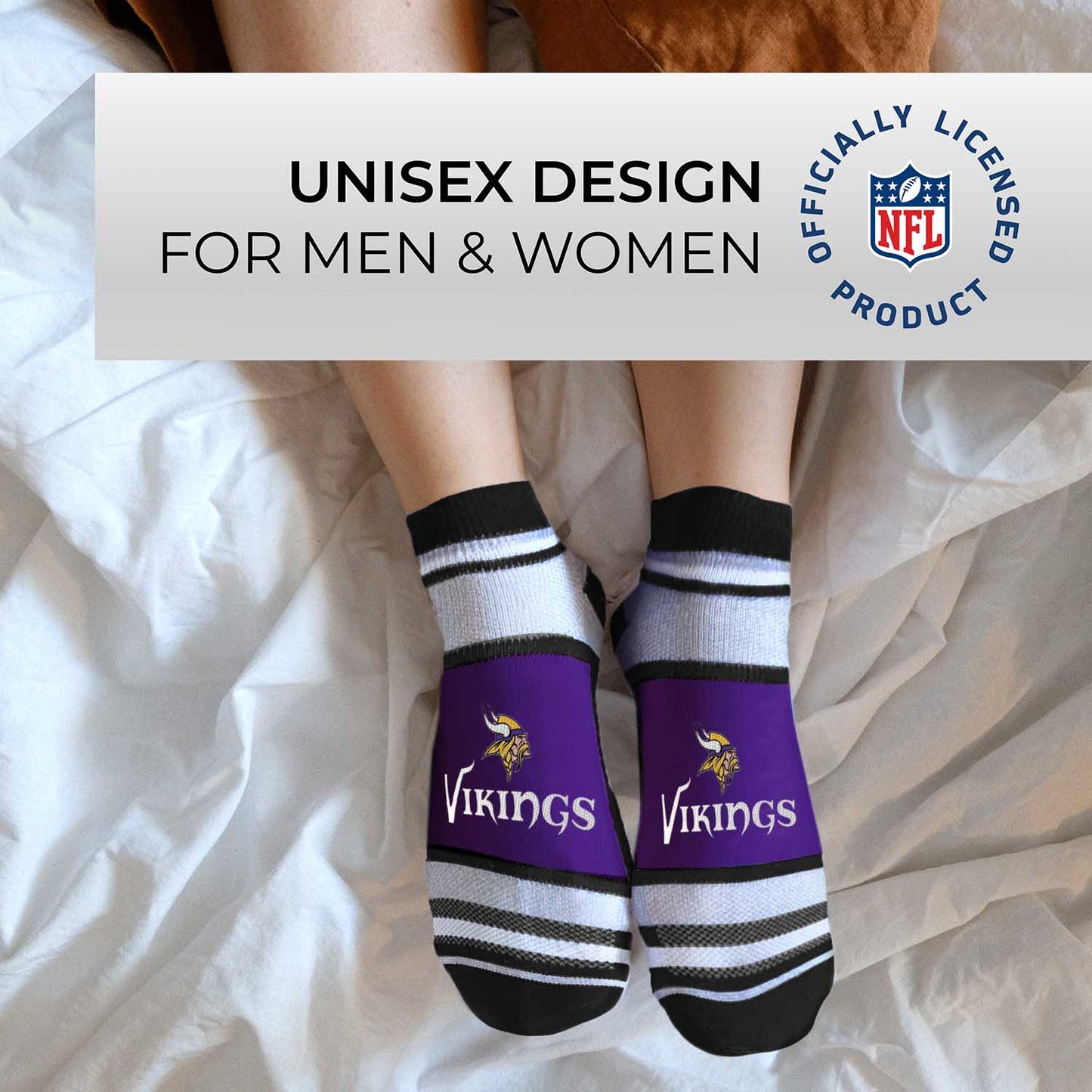 Minnesota Vikings Adult Marquis Addition No Show Socks - Purple