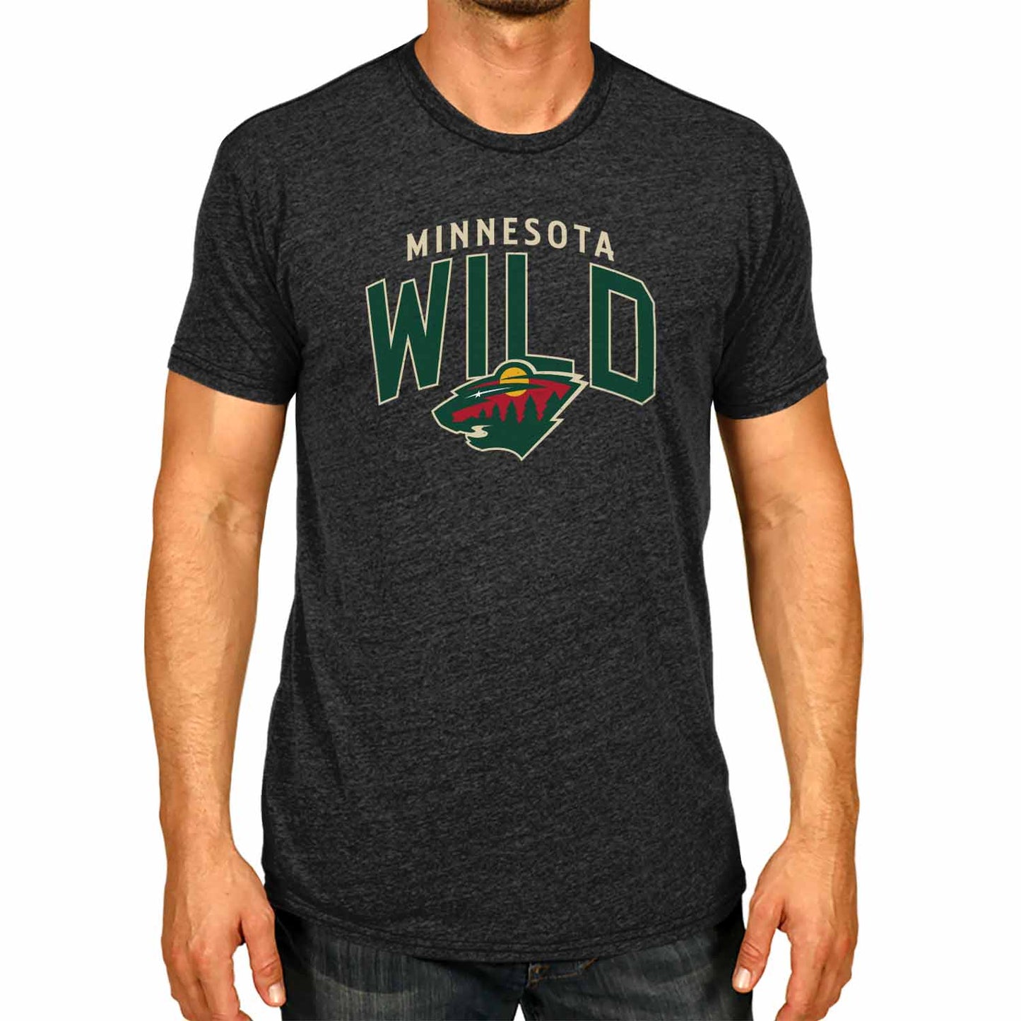 Minnesota Wild NHL Adult Powerplay Heathered Unisex T-Shirt - Black Heather