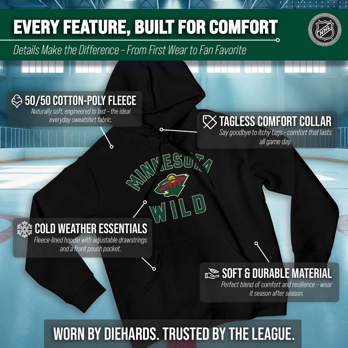 Minnesota Wild Hoodie Pullover Sweatshirt - Black
