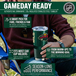 Minnesota Wild NHL Hockey 30oz Stainless Steel Vacuum Insulated Game Day Tumbler with Silicone Grip - Hunter Green