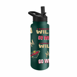 Minnesota Wild NHL Hockey 34oz Stainless Steel Vacuum Insulated Game Day Water Bottle with Flip Straw Lid and Handle - Hunter Green