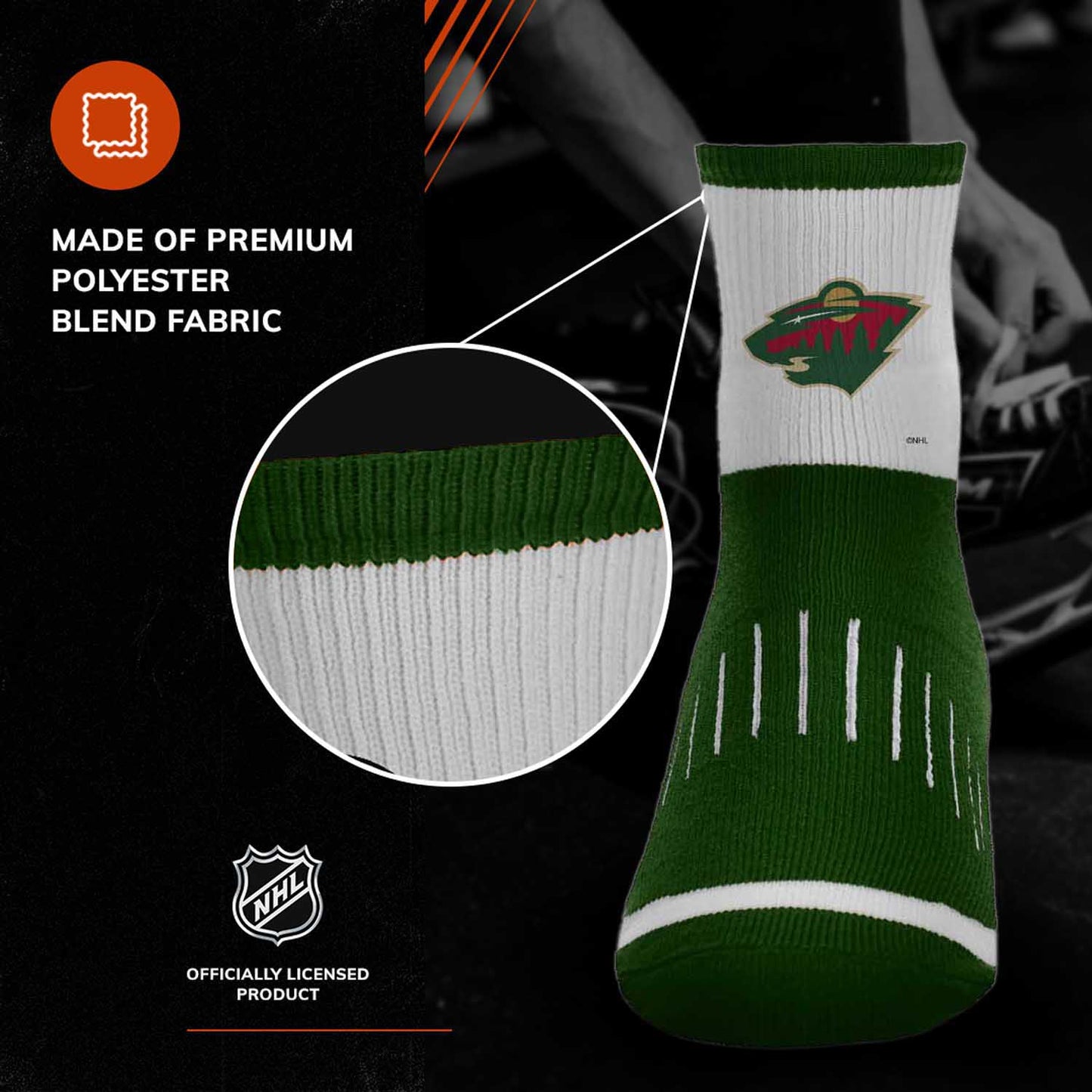 Minnesota Wild NHL Youth Surge Socks - Forest Green