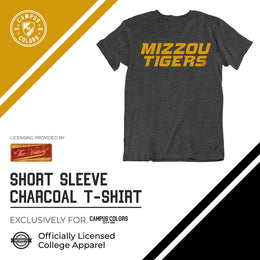Missouri Tigers Campus Colors NCAA Adult Cotton Blend Charcoal Tagless T-Shirt - Charcoal