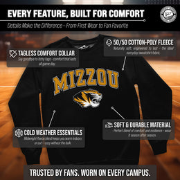 Missouri Tigers Adult Arch & Logo Soft Style Gameday Crewneck Sweatshirt - Black