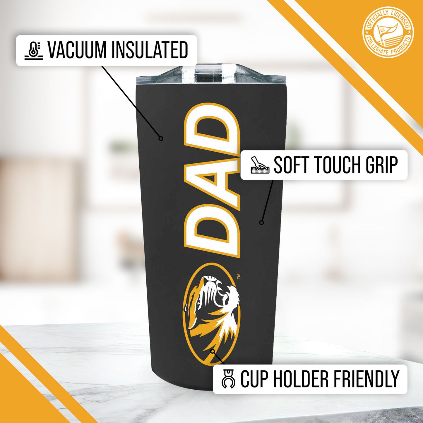 Missouri Tigers NCAA Stainless Steel Travel Tumbler for Dad - Black