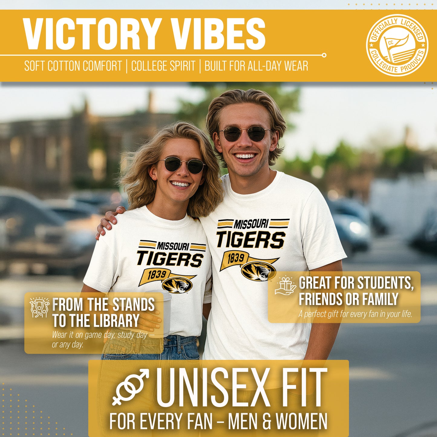 Missouri Tigers  Varsity Club Pennant Shirt - Off White