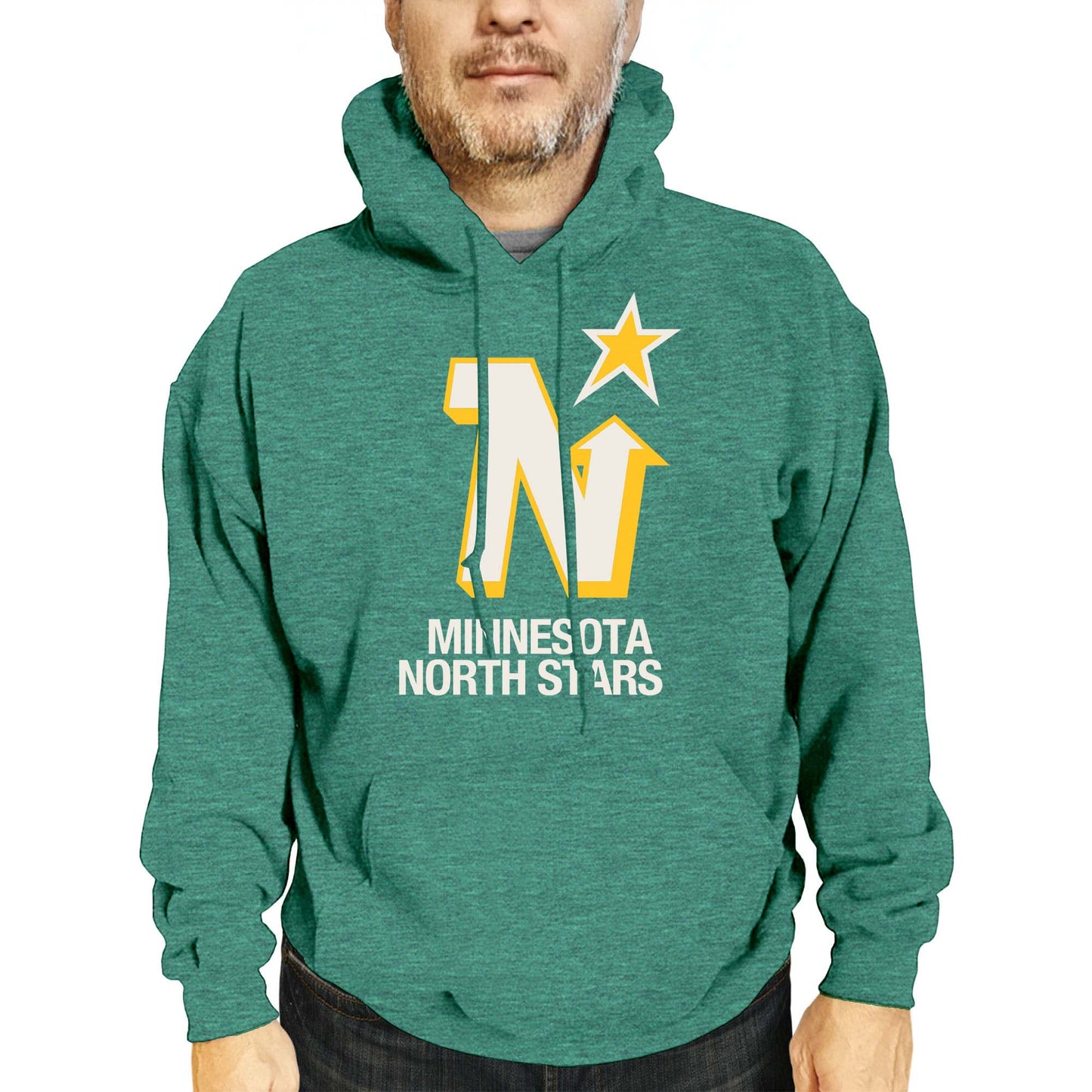 Minnesota North Stars Adult NHL Retro Logo Hockey Fleece Hooded Sweatshirt - Kelly Green Heather