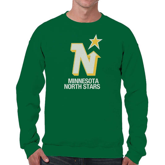 Minnesota North Stars NHL Retro Logo Fleece Crewneck Sweatshirt Men Women - Kelly Green
