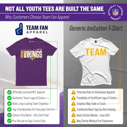 Minnesota Vikings NFL Youth Modern Endzone Football T-Shirt Unisex Tag Free Comfortable - Purple