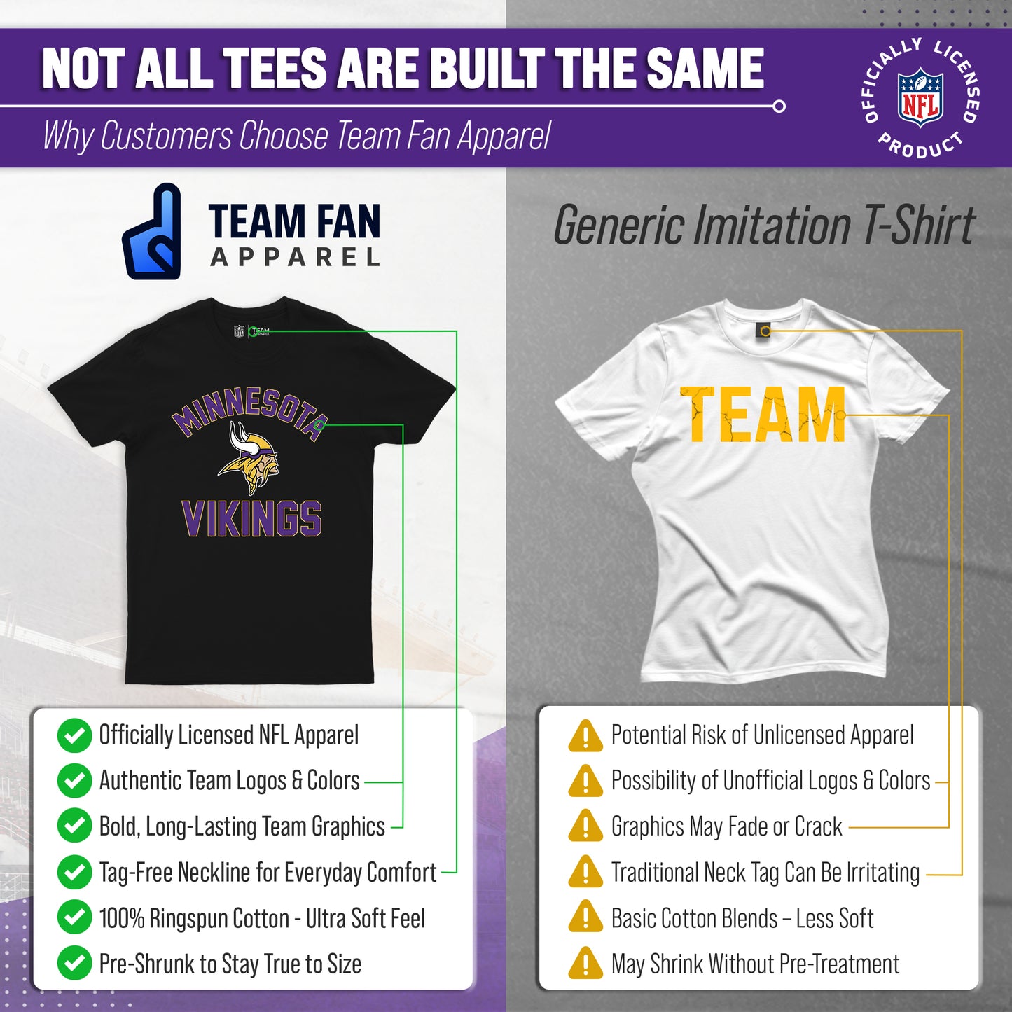 Minnesota Vikings Team Fan Apparel NFL  Gameday T-Shirt - Black