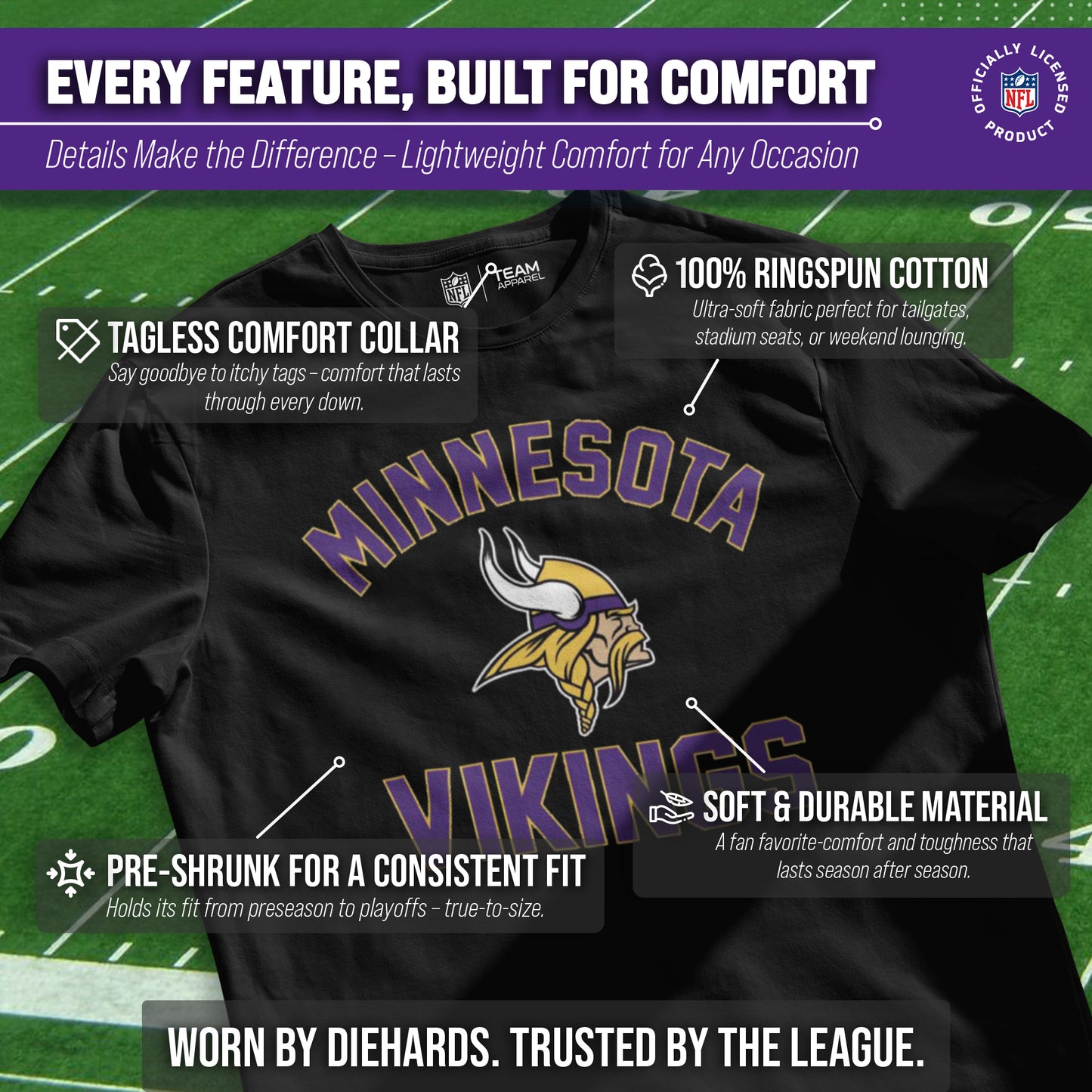 Minnesota Vikings Team Fan Apparel NFL  Gameday T-Shirt - Black