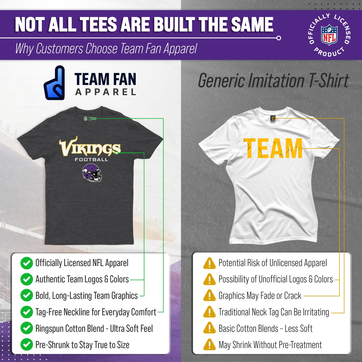 Minnesota Vikings NFL Adult Football Helmet Tagless T-Shirt - Charcoal