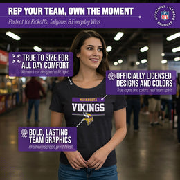 Minnesota Vikings NFL Women's Team Block Charcoal Tagless T-Shirt - Charcoal