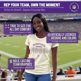 Minnesota Vikings NFL Womens Big Date Tag-Less T-Shirt - Natural