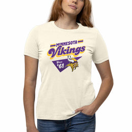 Minnesota Vikings NFL Womens Vintage Charm Tag-Less Soft T-Shirt - Birch