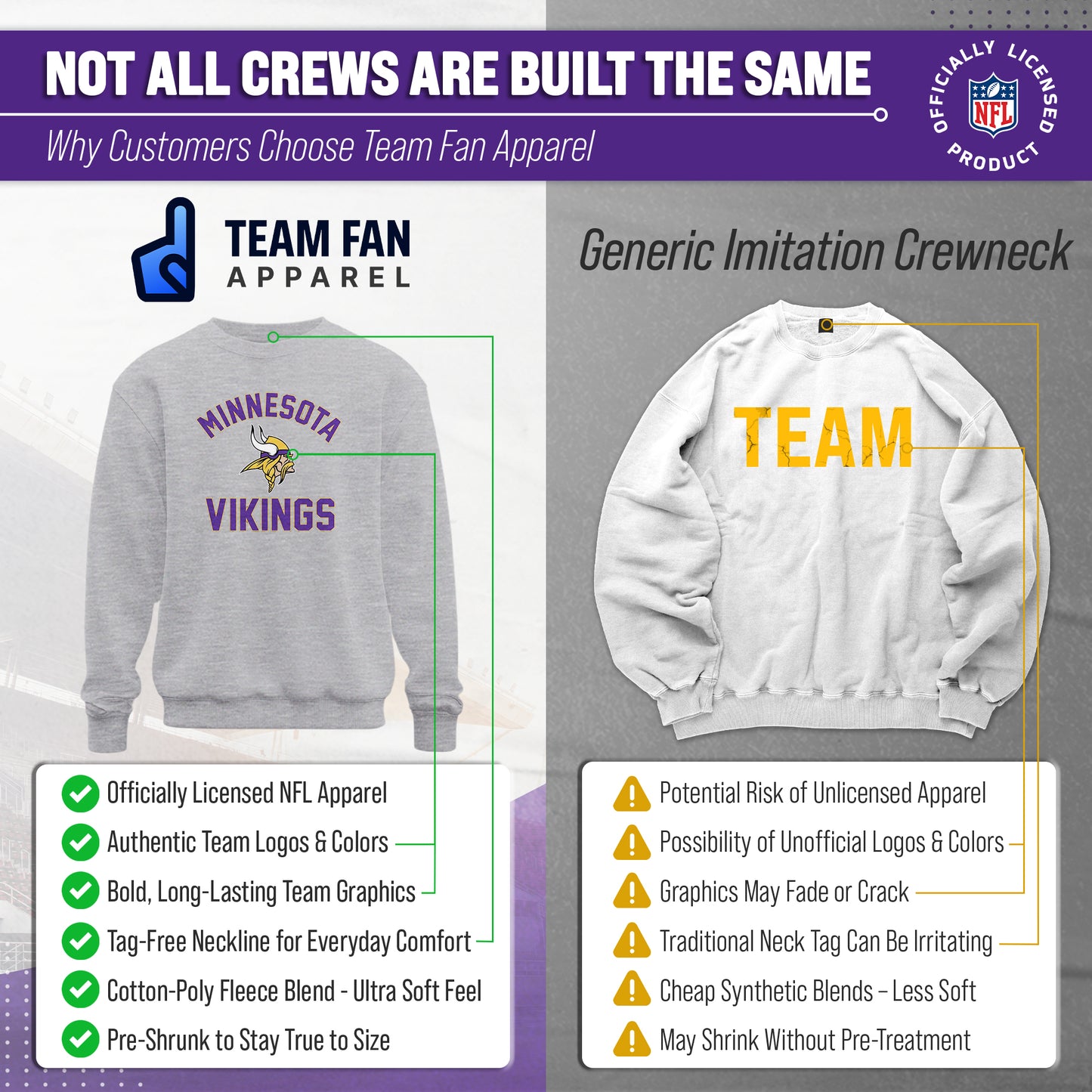 Minnesota Vikings NFL Adult Gameday Football Crewneck Sweatshirt - Sport Gray