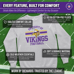 Minnesota Vikings NFL Adult Property Of Crewneck Fleece Sweatshirt - Sport Gray
