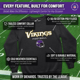 Minnesota Vikings Adult NFL Football Helmet Heather Crewneck Sweatshirt - Charcoal