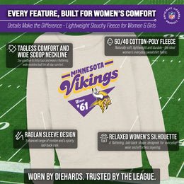 Minnesota Vikings NFL Womens Vintage Charm French Terry Slouchy Top - Birch