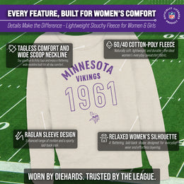 Minnesota Vikings NFL Womens Big Date French Terry Slouchy Top - Natural