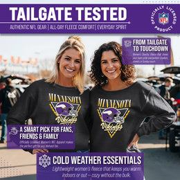 Minnesota Vikings NFL Womens Retro Triangle French Terry Slouchy Top- Raglan Sleeves - Heather Charcoal