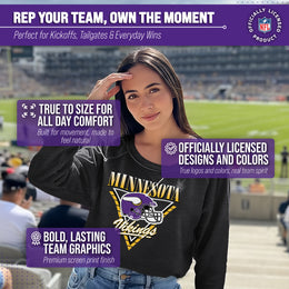 Minnesota Vikings NFL Womens Retro Triangle French Terry Slouchy Top- Raglan Sleeves - Heather Charcoal
