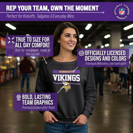 Minnesota Vikings NFL Womens Team Block French Terry Slouchy Top - Charcoal