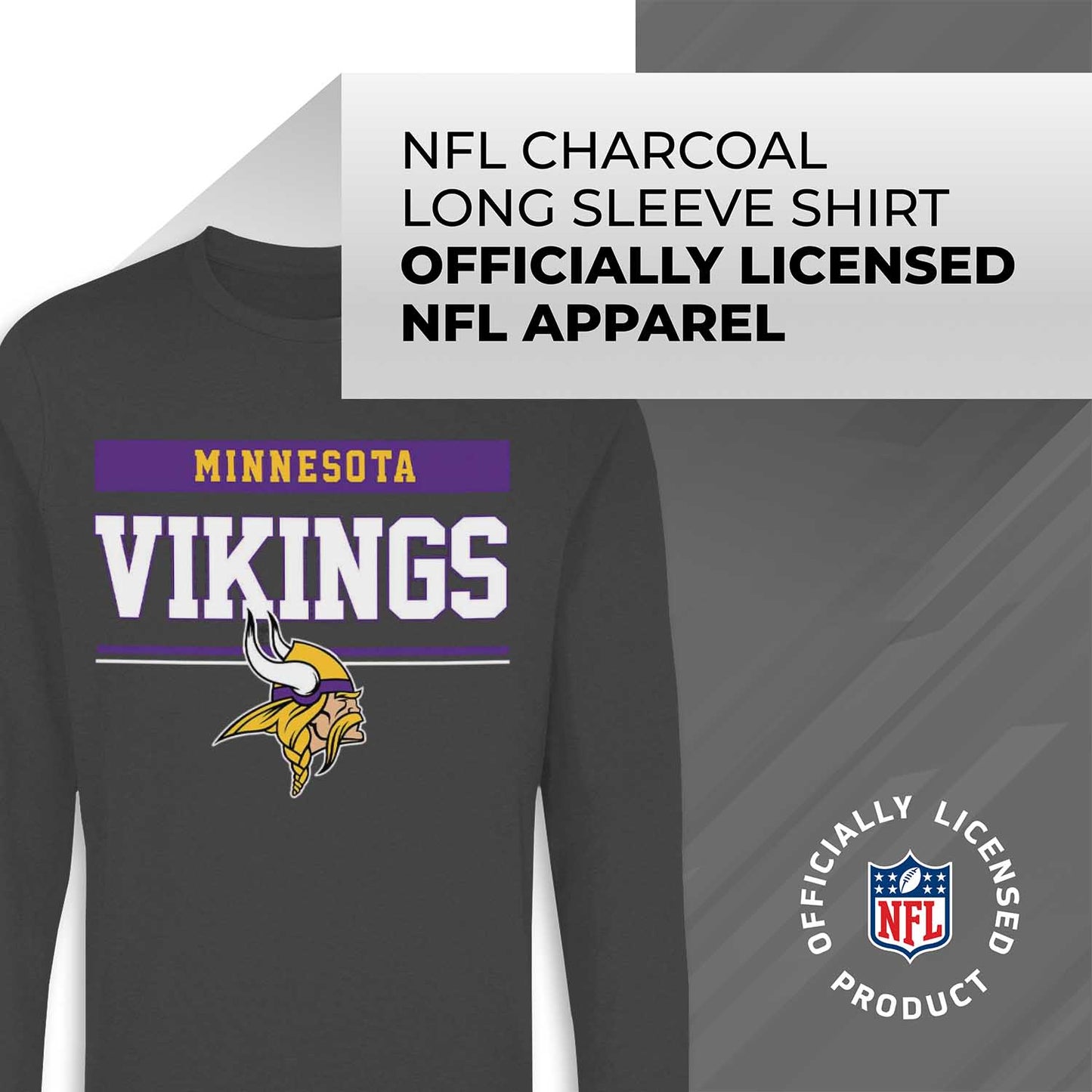 Minnesota Vikings NFL Adult Charcoal Long Sleeve T Shirt - Charcoal