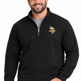 Minnesota Vikings  NFL Quarter Zip Fleece Pullover Unisex Sweatshirt - Black