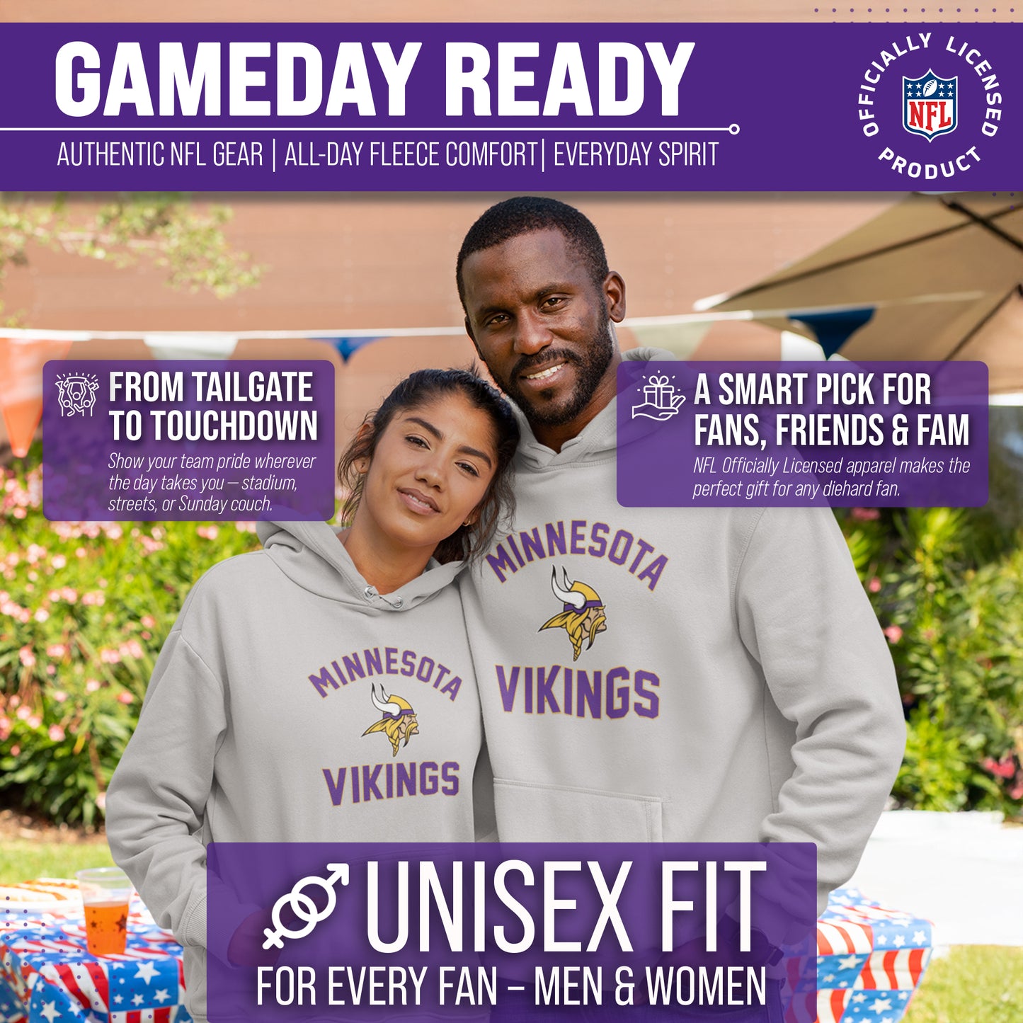 Minnesota Vikings Team Fan Apparel NFL  Gameday Hoodie - Sport Gray