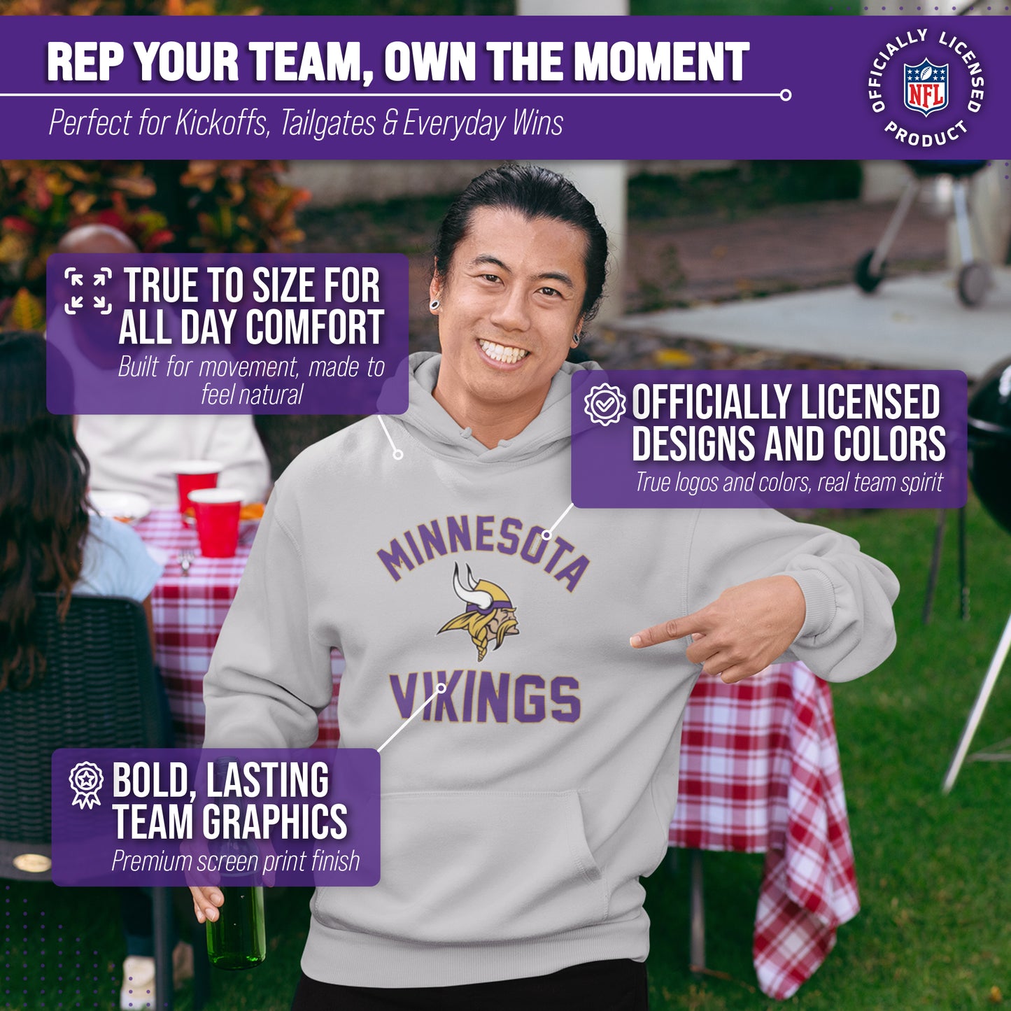 Minnesota Vikings Team Fan Apparel NFL  Gameday Hoodie - Sport Gray