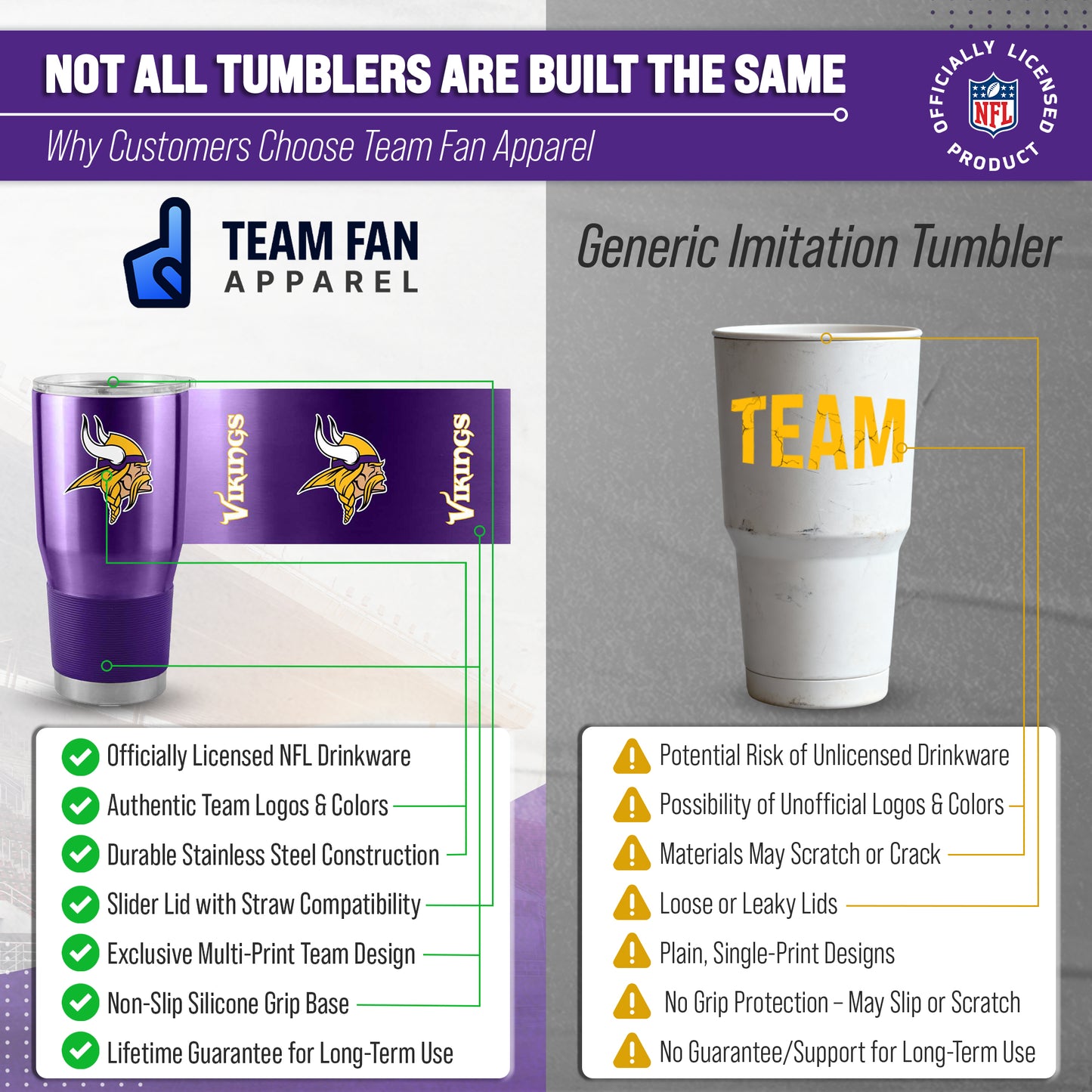 Minnesota Vikings NFL 30oz Tumbler - Purple
