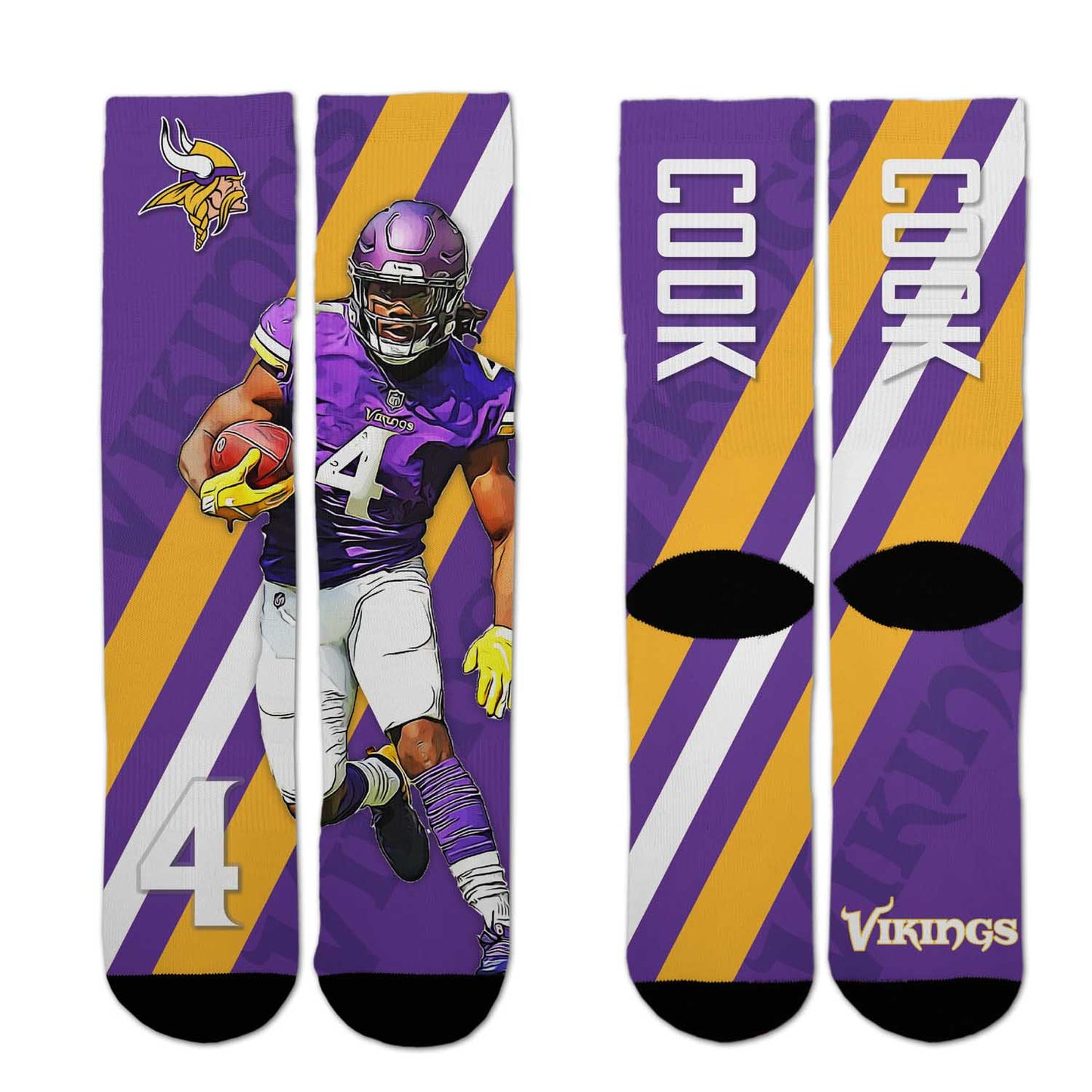 Minnesota Vikings NFL Adult Player Stripe Sock - Purple