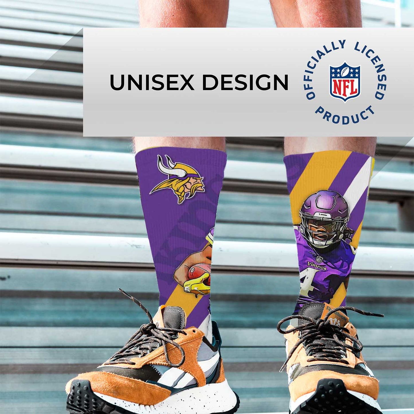 Minnesota Vikings NFL Youth Player Stripe Sock - Purple