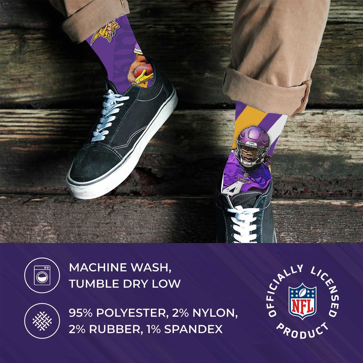Minnesota Vikings NFL Adult Player Stripe Sock - Purple