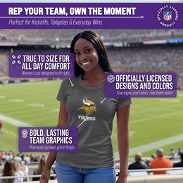 Minnesota Vikings Women's NFL Ultimate Fan Logo Short Sleeve T-Shirt - Charcoal