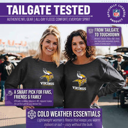 Minnesota Vikings NFL Womens Ultimate Fan French Terry Slouchy Top- Raglan Sleeves - Charcoal