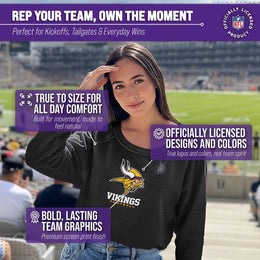 Minnesota Vikings NFL Womens Ultimate Fan French Terry Slouchy Top- Raglan Sleeves - Charcoal