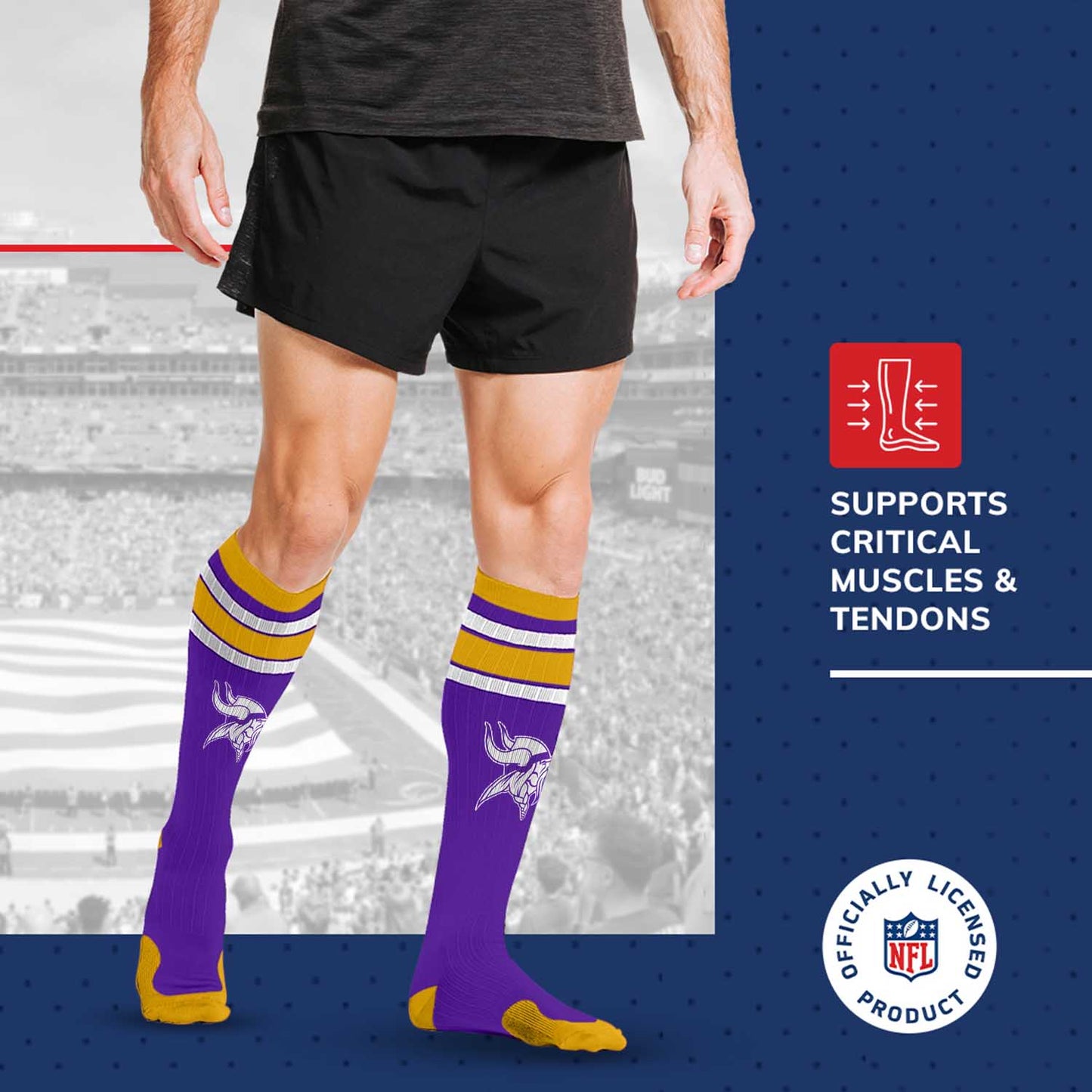 Minnesota Vikings NFL Adult Knee High-Performance Socks - Purple