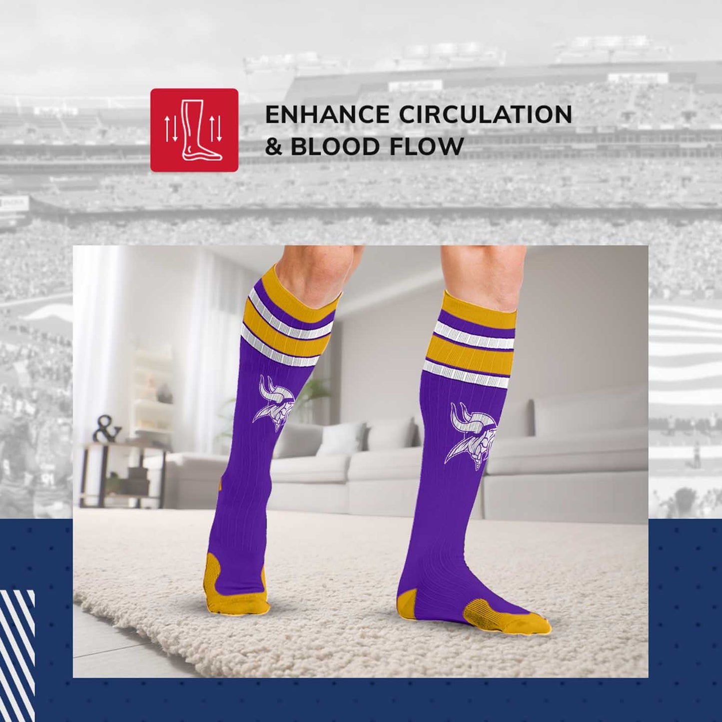 Minnesota Vikings NFL Adult Knee High-Performance Socks - Purple