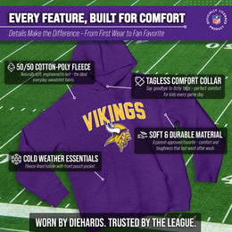 Minnesota Vikings NFL Youth Home Team Hoodie- Kids Hooded Sweatshirt - Purple