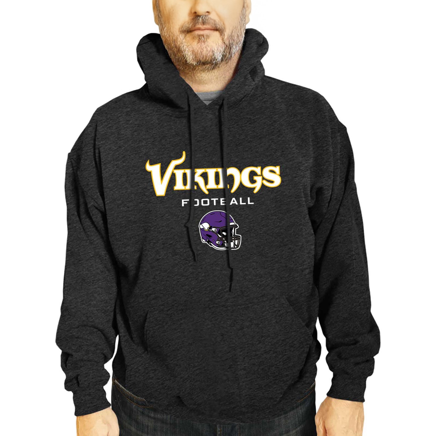 Minnesota Vikings Adult NFL Football Helmet Heather Hooded Sweatshirt  - Charcoal