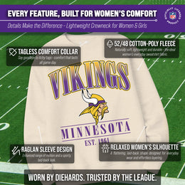 Minnesota Vikings Womens NFL Starstruck Crewneck Pullover - Cream