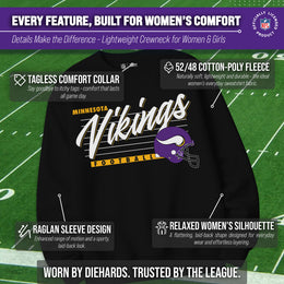 Minnesota Vikings Womens NFL Scrimmage Line Crewneck Pullover - Black