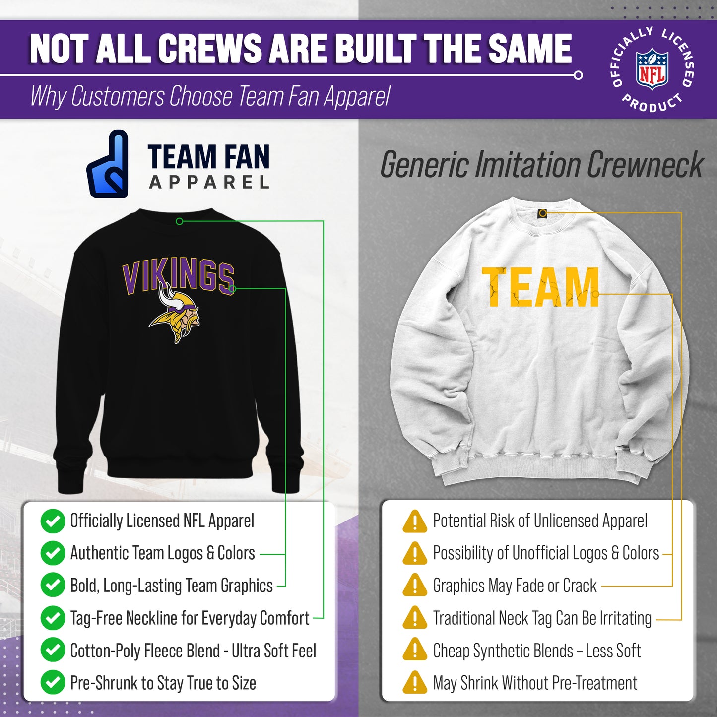 Minnesota Vikings NFL Home Team Crew - Black
