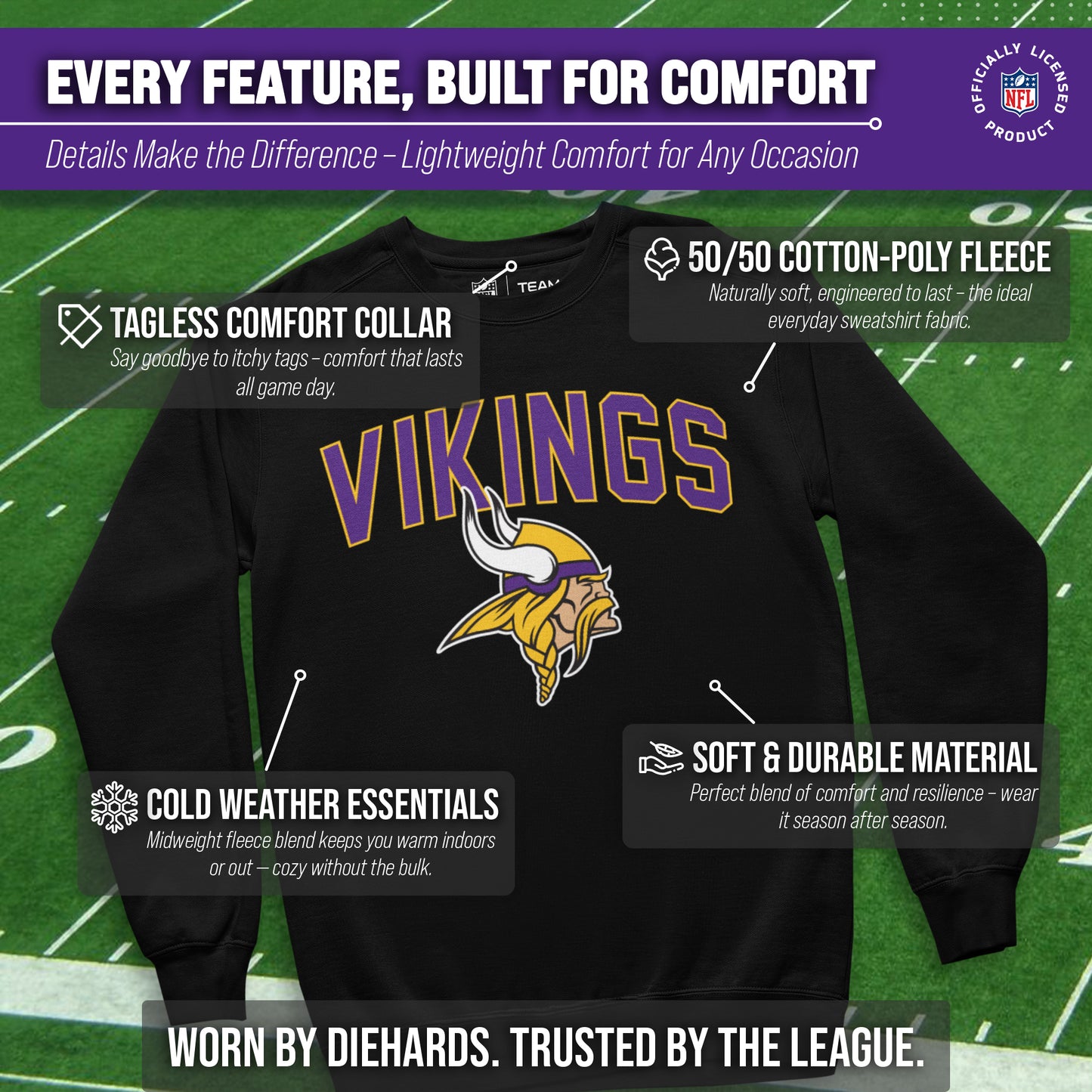 Minnesota Vikings NFL Home Team Crew - Black