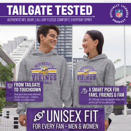 Minnesota Vikings NFL Team Stripe Hooded Sweatshirt- Soft Pullover Sports Hoodie For Men & Women - Sport Gray